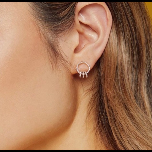 NEW Saint Lola Pave Washer Gold Stud Earrings - Picture 3 of 3